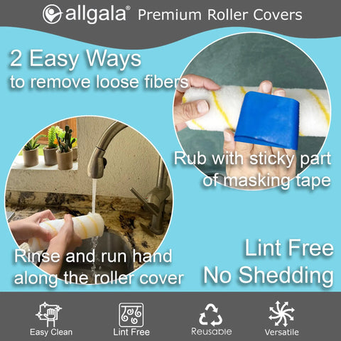 Professional Grade 9 Inch Paint Roller Covers 144 Case Pack Heavy Duty Zero Fuzz Lint Free 1/2 In Nap Sleeves cleaning methods.