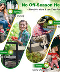 Seasons collage showcasing gardening and outdoor activities with people using multifunctional gardening stool bench.
