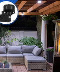Outdoor space with propane tower heater and inset of patio heater replacement parts kit with thermocouple and FD4 switch