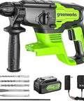24V Cordless Brushless SDS Rotary Hammer Drill With 1-Inch Capacity For Concrete, Heavy Duty Workhorse, battery, and charger