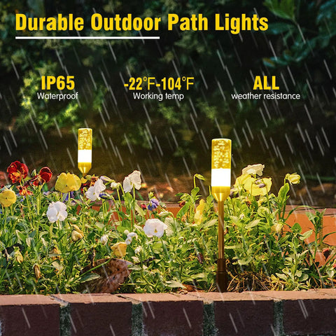 Extendable LED Pathway Lights 6 Pack Low Voltage 12V AC DC 570 Lumen Yard Walkway Driveway Landscape Lamps IP65 Waterproof 2700K Crystal Clear Transparent Bodies