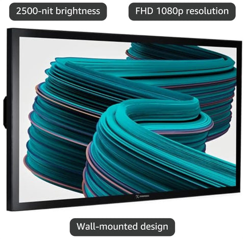 55 Inch Sunshine Ready Outdoor Digital Display Featuring Rock Solid Weatherproof Design And Badass 2500 Nit Brightness For Crisp Visual Ads And No Hassle Public Messaging Setups in wall-mounted design.