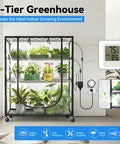 Indoor Greenhouse With Full Spectrum 5000K LED Grow Light Three-Foot Wide Grow Space For Seed Starting and adjustable shelves