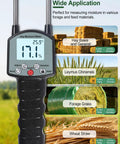 Hay Moisture Tester With Long Probe, Portable Bale Moisture Meter for hay bales and forage grass, stainless steel probe