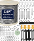 Built Tough One Eighth Inch Wire Rope Kit 236 Ft Stainless Steel Aircraft Cable With M5 Turnbuckles 7x7 Strand Core Kit