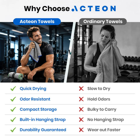Level Up Your Grind With These 5 Pack Microfiber Gym Towels Quick Dry Silver Ion Odor Free Sweat Towel comparison photo.