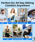 Double Thick Gel Seat Cushion For All Day Comfort And Pressure Relief For Back Sciatica Coccyx And Tailbone Pain Ideal For Office Chairs Wheelchairs Cars Trucks And Patio Seating Egg Seat Pad shown in multiple settings
