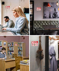 Keep The Spot Smoke Free With These Straight Up No Smoking Vaping Warning Signs Built Tough Weather Resistant Fade Proof For Indoor Outdoor Use Easy Mount Two Pack Deal displayed in various settings including a café, library, and shop.