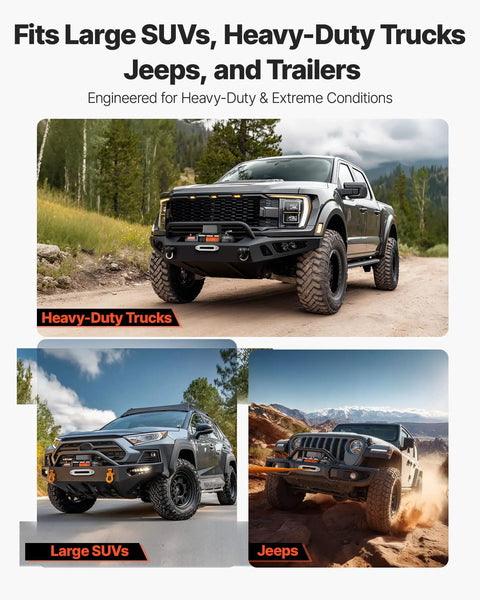 Beefy 13,500 Lb Electric Winch For Off Road Rigs And Trucks 12V DC on SUVs and Trucks