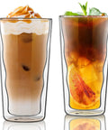 Heavy Hitting Double Wall Glass Coffee Tumblers Set Of Two features iced coffee and iced tea, borosilicate build with zero sweat.