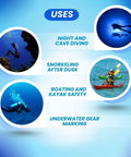 3 Inch Water Activated Mini Safety LED Flashing Light For Scuba Diving Glows In The Dark Underwater Beacon uses infographic