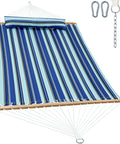 Ultra Comfy Double 12 Foot Quilted Fabric Hammock For Outdoors Or Backyard With Spreader Bar Large Removable Pillow Storage Bag Carabiners 475 Lbs Capacity Catalina Beach Color