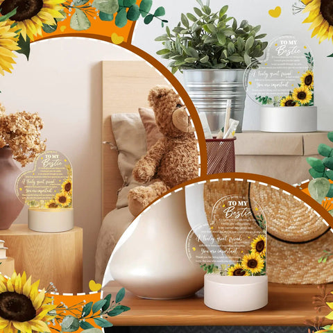 Acrylic Night Light Gift For Friends For Her Birthday Party Bestie BFF Sister Flower Lamp With Warm Colors LED Base