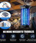 Indoor and Outdoor Bug Zapper With 1000V High-Efficiency Mosquito Killer, Replaceable Purple UVA Bulbs, on a patio