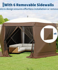 Hexagonal Pop Up Canopy Tent 13 By 13 Feet Six Sided Outdoor Shelter With One Push Setup Removable Canopy Top And Wind Cloths Ideal For Camping Backyard Parties And Events Beige And Khaki with removable wind cloths