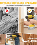 Man using Cordless Heat Gun With Dual Temperature Modes 1022F And 572F, compatible with Dewalt 20V battery, for DIY project.