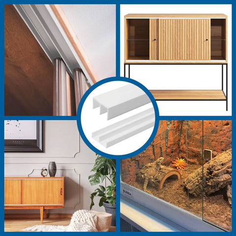 1/4 Inch Panel Sliding Door Track Kit With 48 Inch White Plastic Upper And Lower Tracks Pack Of 2 USA Made All Inclusive System