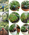 All In One 240Ft Drip Irrigation System For Garden And Yard with various automatic sprinkler heads and plants