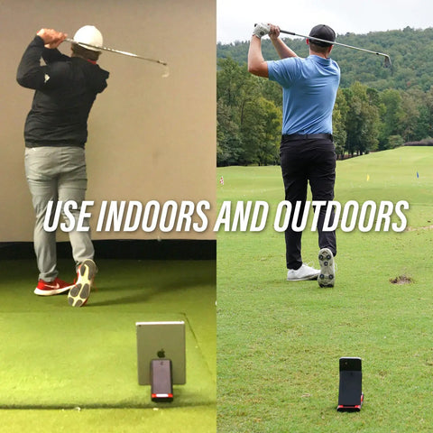 Golfers using Mobile Golf Launch Monitor With GPS Tracking For Indoor And Outdoor Golf Simulators Swing Analyzer And Tracker