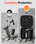 Beast-Mode MF200-2PK High-Pressure Air Duster With 2 Swappable Batteries And Hard Case displayed before and after packaging.