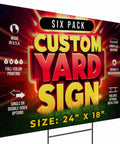 Custom Yard Sign Set 24 By 18 Inches With Stakes For Outdoor Use Full Color Printed Eye Catching Corrugated Signs on display