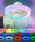 18 Inch Bladeless Ceiling Fan With Light And Remote For A Cool Bedroom Vibe Low Profile Enclosed Flush Mount Led Ceiling Fan With Dimmable Light And Adjustable Color Temperature 3000K To 6500K showcasing LED color options and remote control.