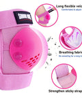 Pink Kids 3 In 1 Protective Gear Set elbow pad with breathable fabric and adjustable velcro strap for roller skates and cycling