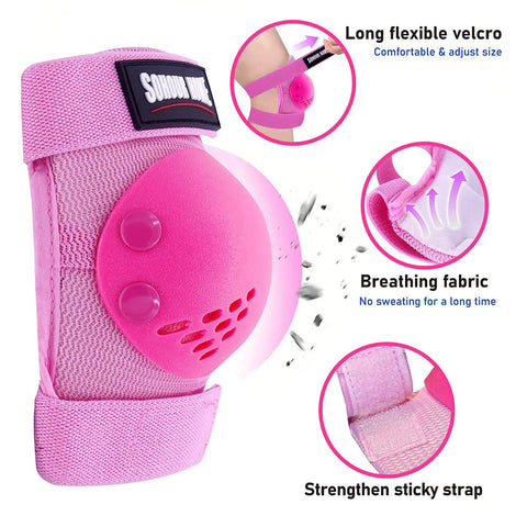 Pink Kids 3 In 1 Protective Gear Set elbow pad with breathable fabric and adjustable velcro strap for roller skates and cycling
