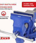 Heavy Duty 5 Inch Multipurpose Bench And Pipe Vise With Ductile Iron Construction 50 000 PSI Strength 360 Swivel Base detail view