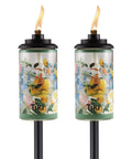 Wildflower Glass Outdoor Torches 2-Pack, 65-Inch Easy Install Patio Backyard Lighting For Stylish Lawn Ambience, close-up view