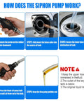 Image showing steps for using the All In One Gas Siphon Transfer Kit For Fuel And More, Easy Manual Hand Pump For Gasoline, Diesel, Oil, Water And Other Liquids.