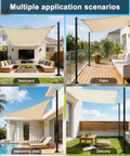 2 Pack 12 Ft Adjustable Shade Sail Poles Kit For Outdoors, Heavy Duty Rust Resistant Metal Posts, Patios and Backyards Use