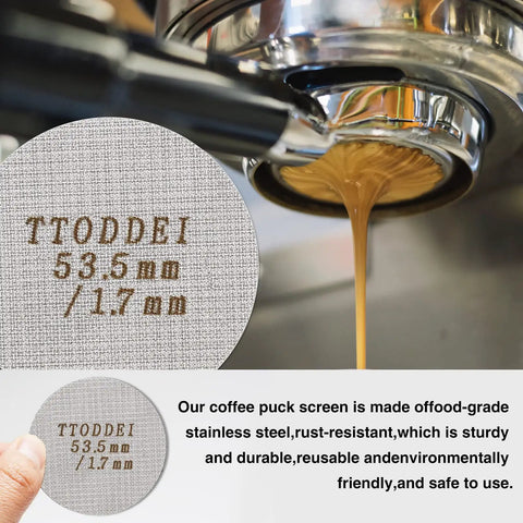 Espresso Puck Screen For Portafilter 53.5mm Fit Reusable Stainless Steel Filter 150 Micron Mesh To Even Water Flow