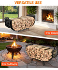 Heavy Duty Outdoor Firewood Rack 32 Inch Log Holder With Rustproof Tubular Steel Construction indoors and outdoors use