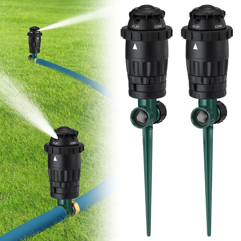 Heavy Duty Aluminum Spike Sprinklers For Your Yard With Adjustable Spray Coverage And 5 Spray Patterns, Easy To Install Lawn Irrigation