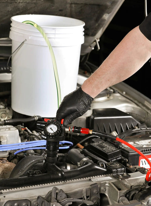 Cooling System Refill Kit for Easy Leakage Testing and Quick Coolant Change, DIY Friendly, Works With Most Radiators and Bottlenecks, Includes Clear Hose, Universal Cone Adapter, and Five Bushings for Fast, Visible Diagnostics