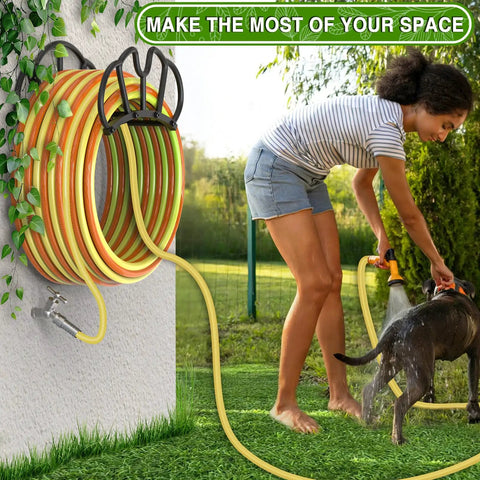 Heavy Duty Garden Hose Holder Wall Mount With Dual Support To Prevent Wobble Holds Up To 125 Feet Of Hose Metal Storage Reel Rack