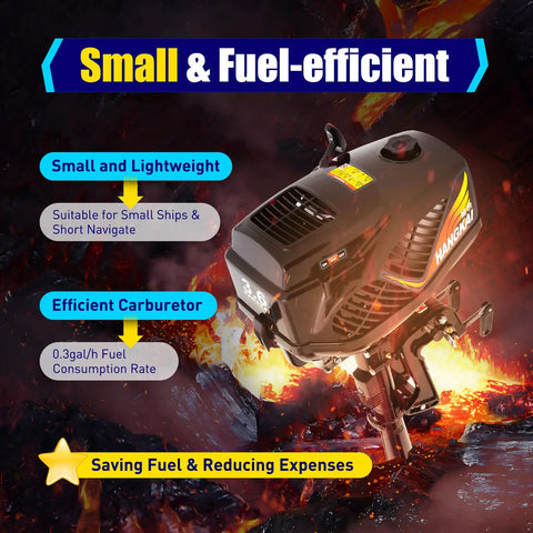 Beast 3.6HP 2 Stroke Outboard Motor With Water And Air Cooling For Inflatable Boats, featuring compact design and efficiency features.