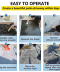 Steps for using Wood Grain Concrete Stamp Molds 16x16 Inch for stone texture on patios and driveways with application tools.