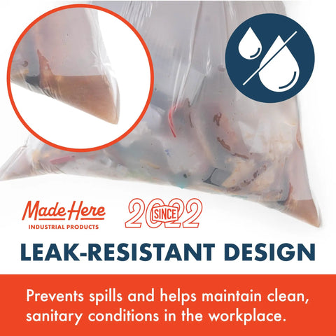 13 Gallon Heavy Duty Trash Bags With Drawstring For Office And Janitorial Use, Leak Resistant White Waste Can Liners Puncture Resistant Workhorse For Facilities, 200 Count featuring leak-resistant design illustration