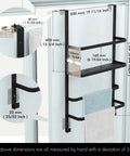 Over the Door Towel Rack for Bathroom Three Tier Behind Door with Hook Matte Black dimensions diagram