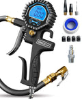 Digital Tire Pressure Gauge with Inflator 3-200 PSI, heavy duty air chuck, swivel chuck, large backlit LCD display