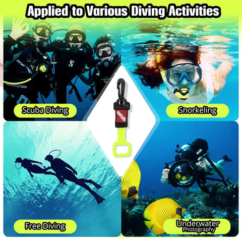2 Pack Scuba Regulator Octopus Holder With Spring Clip Dive Flag Webbing And Silicone Ring Octopus Mouthpiece Retainer Keeper For Divers And Snorkelers Yellow