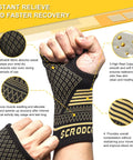 Close-up of Copper Wrist Compression Sleeves for Carpal Tunnel and Arthritis, breathable and comfy support with copper fabric detail.