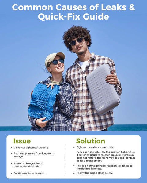 Couple holding Go-To Self-Inflating Seat Cushion For Travel And Outdoors, Portable Blow-Up Foam Pad for comfort solutions