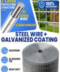 Quarter Inch Hardware Cloth Roll 24 Inch By 100 Foot Galvanized Welded Wire Mesh structure with steel wire and coating details.