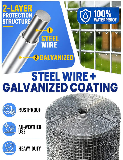 Quarter Inch Hardware Cloth Roll 24 Inch By 100 Foot Galvanized Welded Wire Mesh structure with steel wire and coating details.