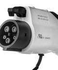 Close-up of the plug connector for the 32 Amp Level 2 Electric Vehicle Charging Station with Nema 14 50 design.