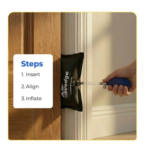 Inflatable Air Wedge Bag Pump With Medium Shim And Leveling Tool, Heavy Duty Pro Grade Ballistic Nylon Air Jack for Door Alignment