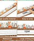 Set Of 50 Woodland Friends Alphabet Name Tags With Adhesive Dots For Classrooms, 3.9 By 11.8 Inch shown with woodland creatures